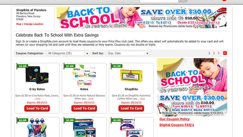 ShopRite 'Digital Coupon Center' Landing Page